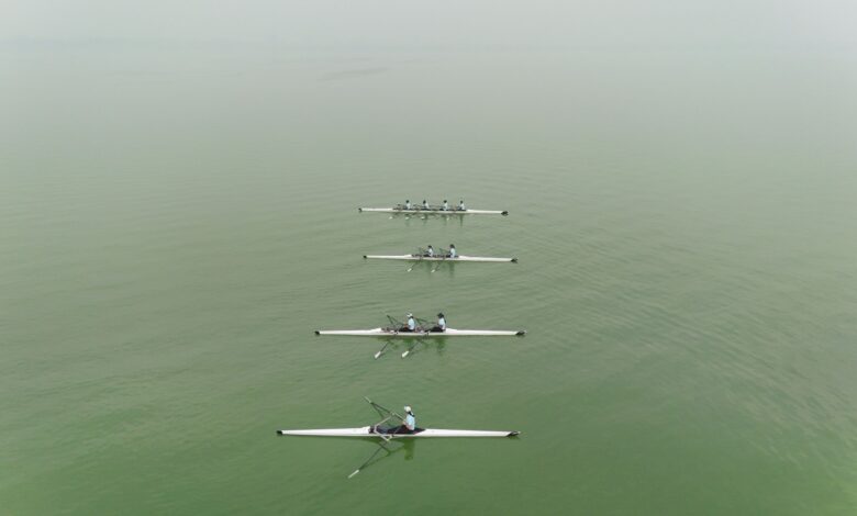 File Photo Indian women's rowing team during a practice session at Ramgarh Tal, Gorakhpur